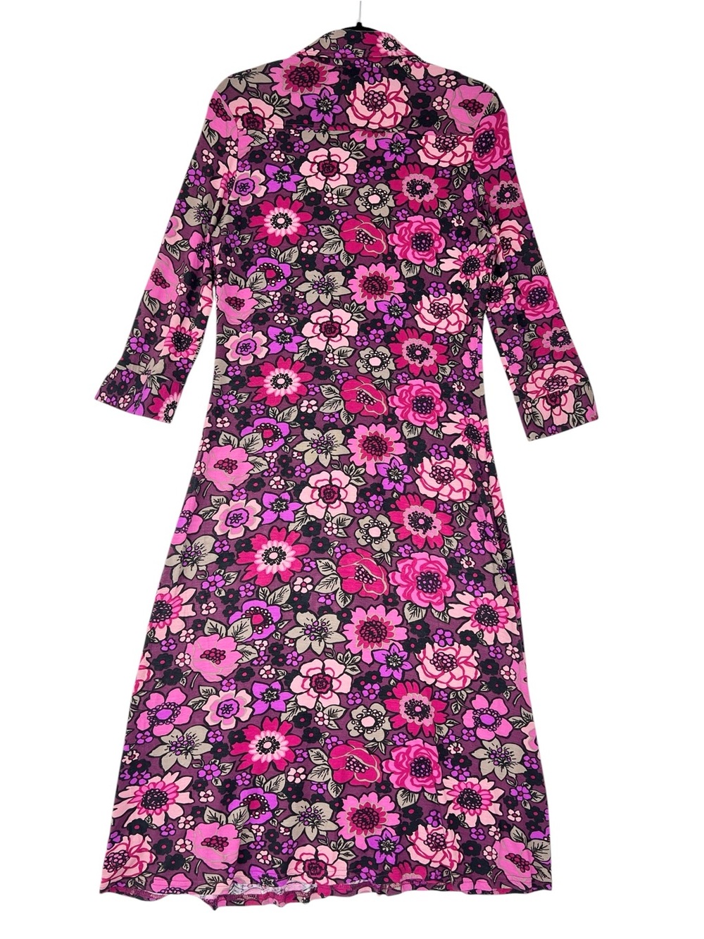 Boden floral midi shirt dress Sz 12 Retro Mod Floral Jersey Knit Whimsigoth - Picture 3 of 13